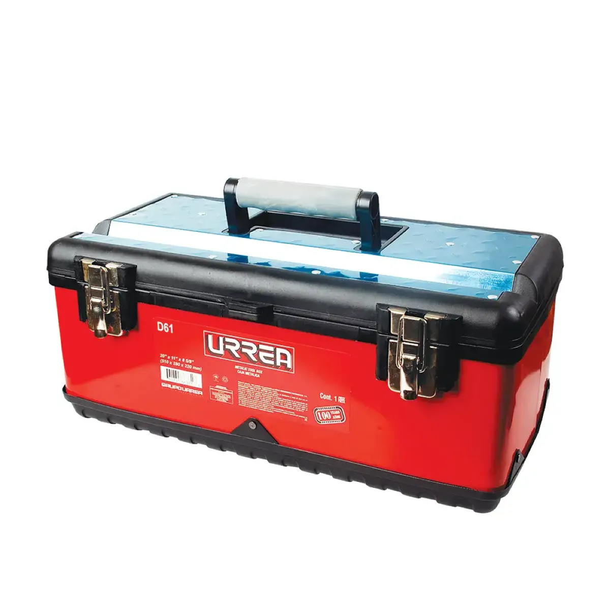 Caja portaherramientas metálica-plástica color rojo/negro 20" x 11" x 8"
